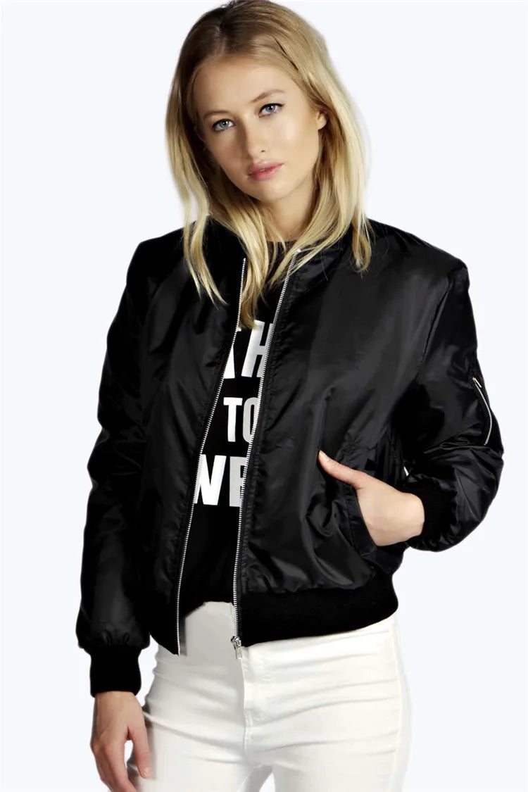 Vintage-Inspired Slim Fit Bomber Jacket for Women – Autumn/Winte