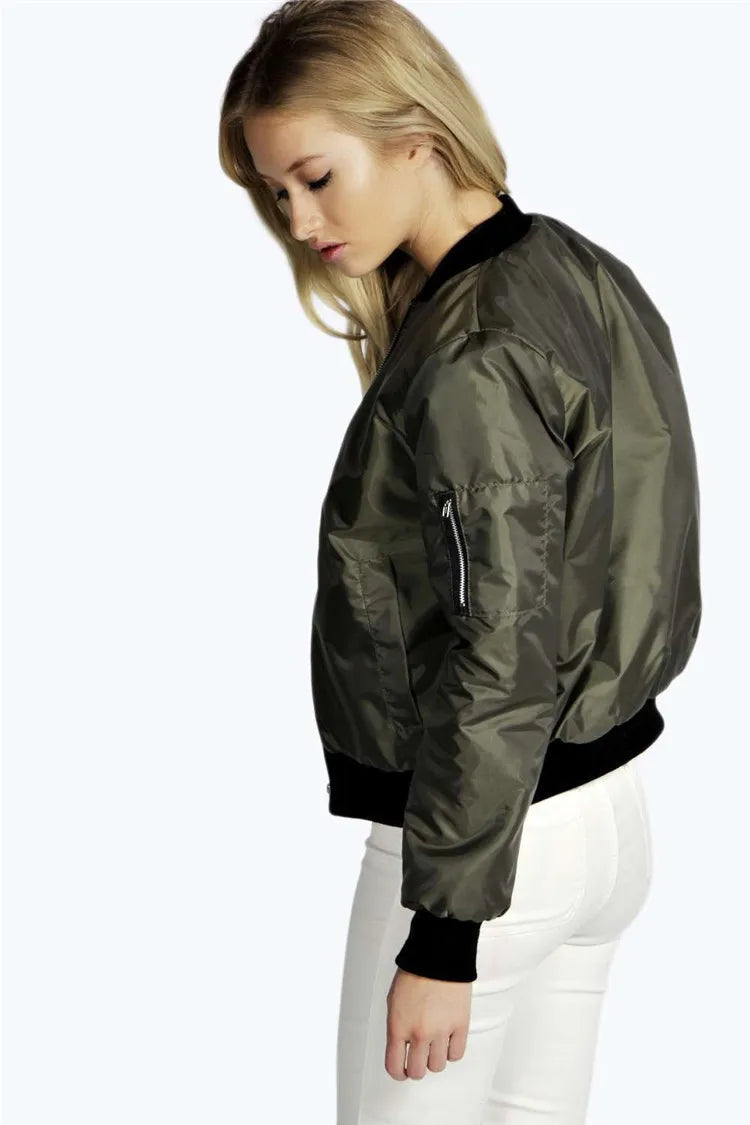 Vintage-Inspired Slim Fit Bomber Jacket for Women – Autumn/Winte