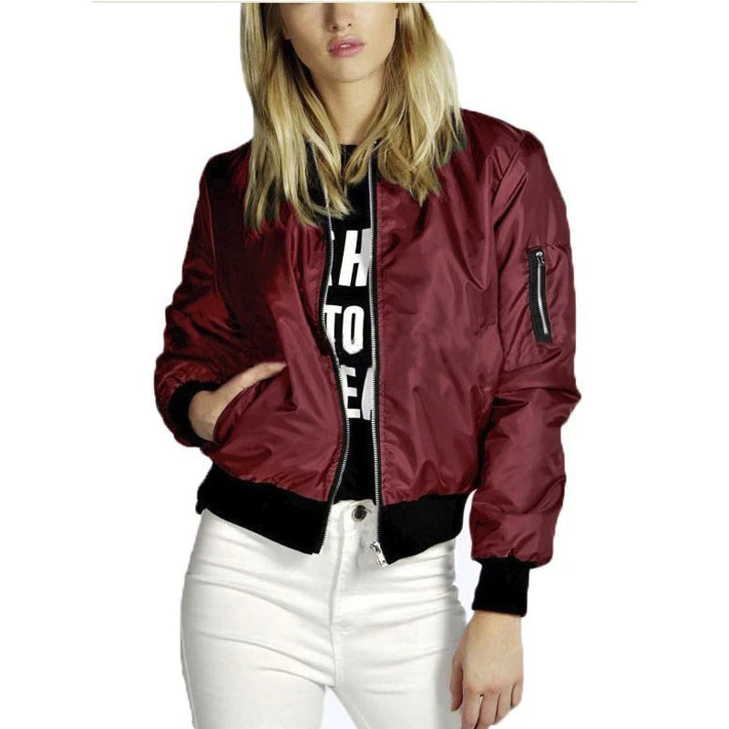 Vintage-Inspired Slim Fit Bomber Jacket for Women – Autumn/Winte