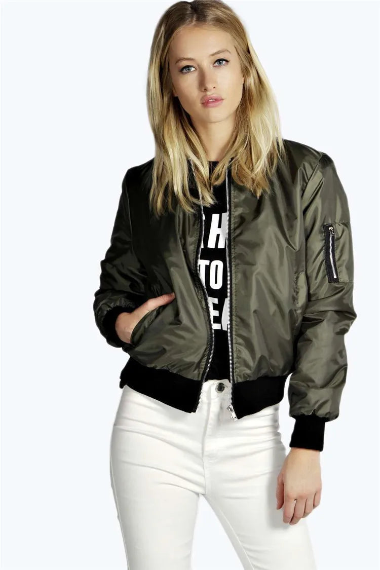 Vintage-Inspired Slim Fit Bomber Jacket for Women – Autumn/Winte