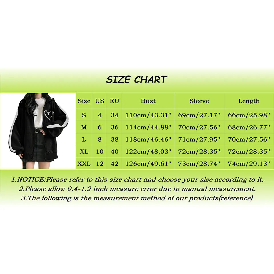 Womens Fashion Oversized Zip Up Hoodie Jacket